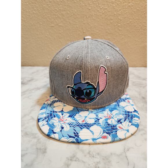 Mens Disney Lilo & Stitch Hawaiian Floral Adjustable Snapback‎ Hat Cap One Size - Picture 1 of 6